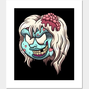 Girl Zombie Head Posters and Art